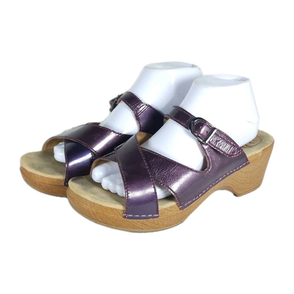 Dansko Women's EU41 US10-10,5 Metallic Purple Patent Leather Wedg Clogs Sandals